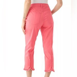 Crown & Ivy Hot Pink High-Rise Ruffle Back Denim Cropped Pants | 14
